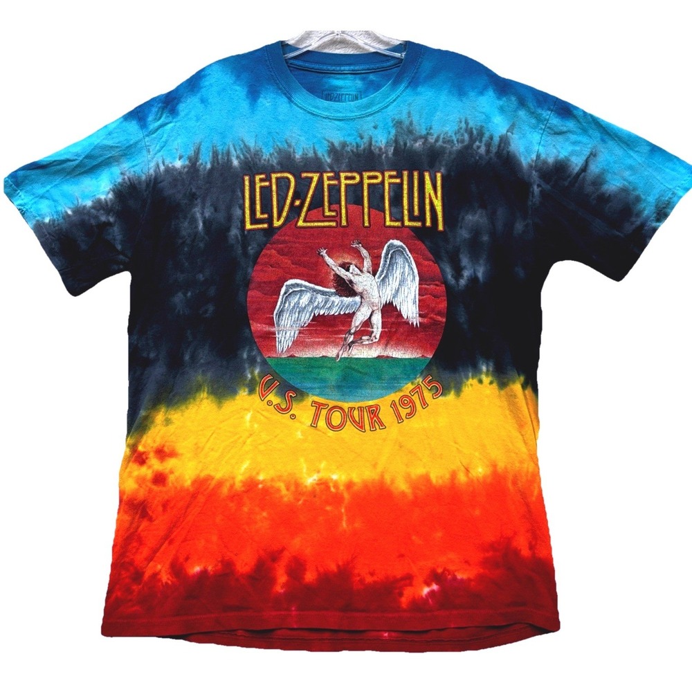Led Zeppelin Icarus 1975 Tie-Dye T-shirt Size L Swan Song Concert Band Hippie